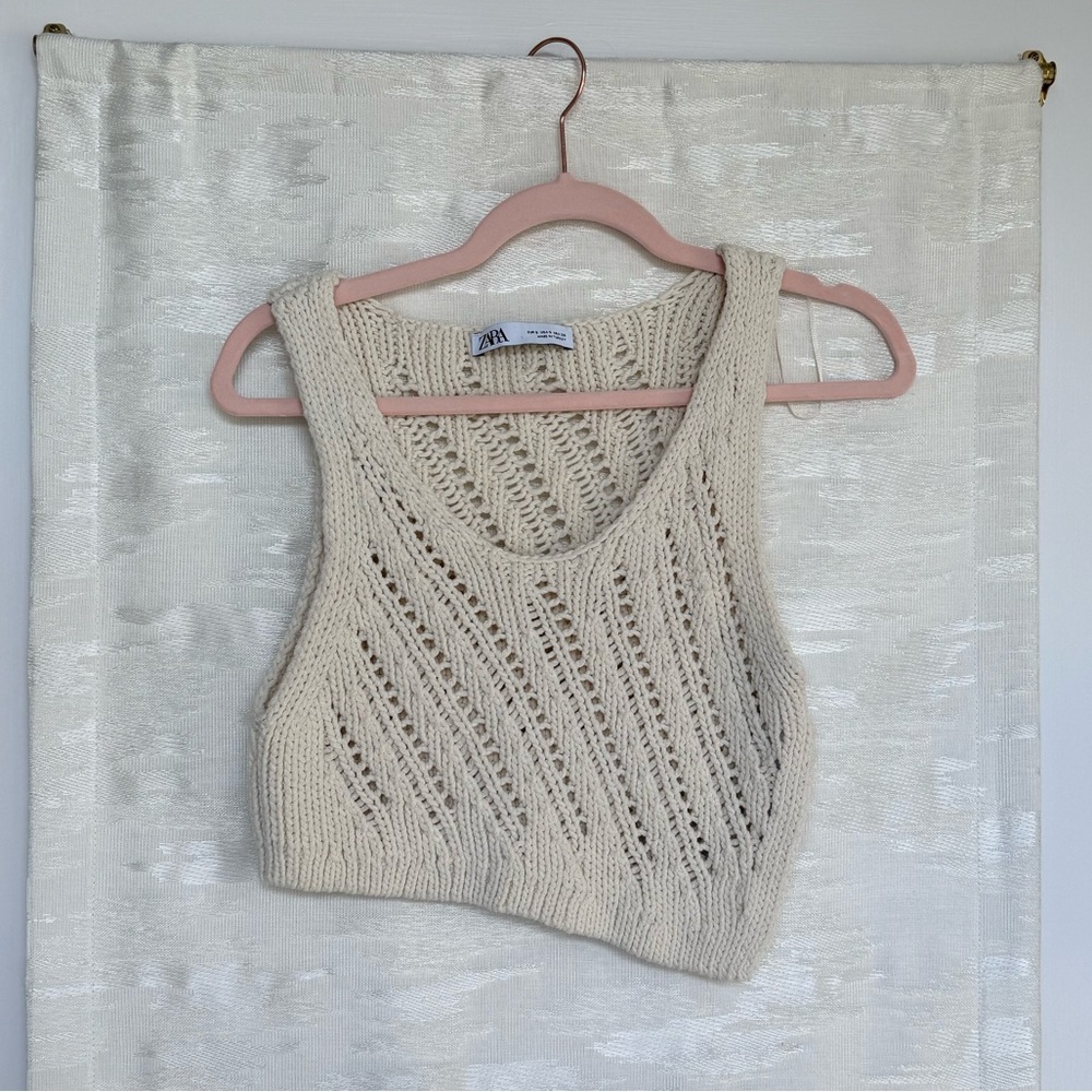 Zara Cream Knit Crop Top